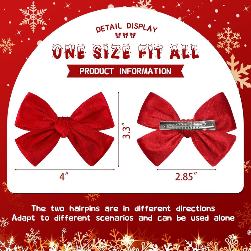 ONENINEDREAM Velvet Hair Bows Alligator Clips for Girls Red Bow Clip for Hair Bowknot Alligator Barrettes Baby Girls Hair Accessories Red Bows Toddlers Kids - Image 4